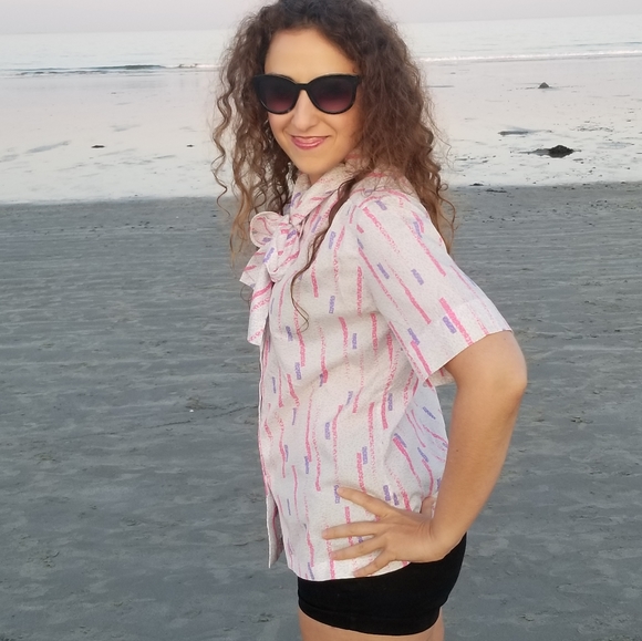 80s Cyber Vaporwave Square Button Pink & Purple Lines New Wave Urbancore Vintage - Picture 3 of 6